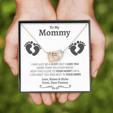 To My Mommy (Tummy Mahogany) Interlocking Hearts Necklace - Love You This Much